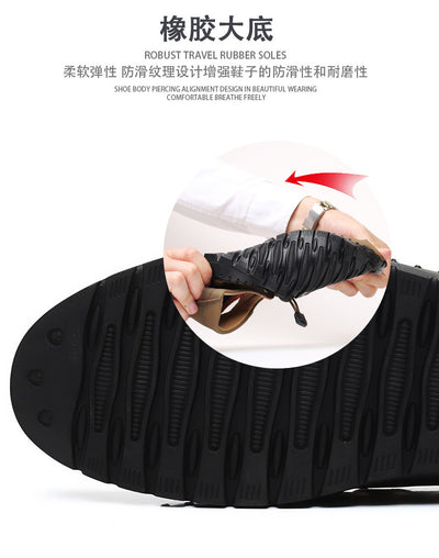 🔥 Men's Genuine Leather Casual Slide Beach Black Sandals  🔥