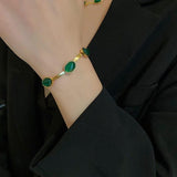 ❤️❤️ Oval Green Crystal Pendant Necklace Set With Bracelet ❤️❤️