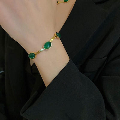 ❤️❤️ Oval Green Crystal Pendant Necklace Set With Bracelet ❤️❤️