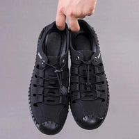 🔥 Men's Genuine Leather Casual Slide Beach Black Sandals  🔥