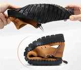 🔥 Men's Genuine Leather Casual Slide Beach Brown Sandals  🔥
