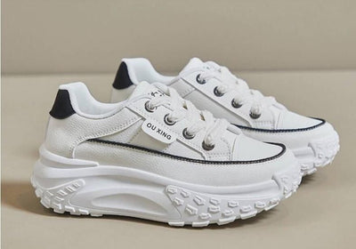 Korean Style Premium Women's Sneakers - White - Rating (4.3 ⭐⭐⭐⭐⭐)
