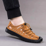 🔥 Men's Genuine Leather Casual Slide Beach Brown Sandals  🔥