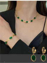 ❤️❤️ Oval Green Crystal Pendant Necklace Set With Bracelet ❤️❤️