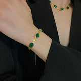 ❤️❤️ Oval Green Crystal Pendant Necklace Set With Bracelet ❤️❤️