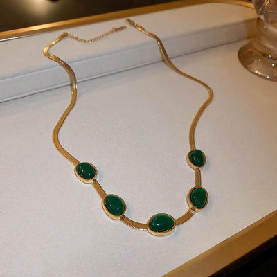 ❤️❤️ Oval Green Crystal Pendant Necklace Set With Bracelet ❤️❤️