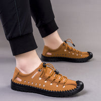 🔥 Men's Genuine Leather Casual Slide Beach Brown Sandals  🔥