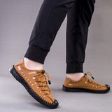 🔥 Men's Genuine Leather Casual Slide Beach Brown Sandals  🔥