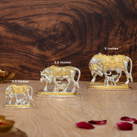 🔥Vastu Kamdhenu Cow with Calf Idol | Gold & Silver Plated🔥-Pre Diwali Sale 🔥