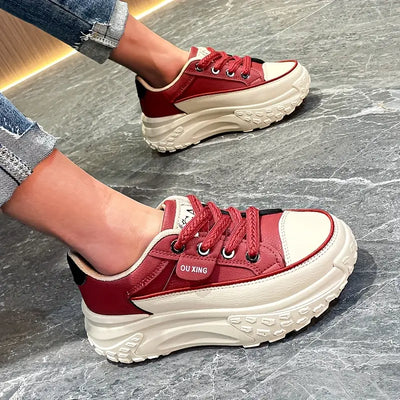 Korean Style Premium Women's Sneakers - Red - Rating (4.3 ⭐⭐⭐⭐⭐)